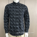 Men's 100%cotton print long sleeve shirt